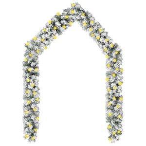 NNEVL Christmas Garland with LEDs&Flocked Snow Green 10 m PVC