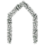 NNEVL Christmas Garland with LEDs&Flocked Snow Green 10 m PVC