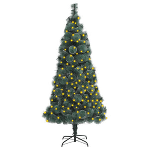 NNEVL Artificial Christmas Tree with LEDs&Stand Green 150 cm PET