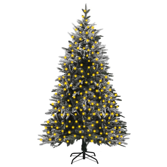 NNEVL Artificial Christmas Tree with LEDs&Flocked Snow 210 cm PVC&PE