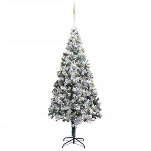 NNEVL Artificial Christmas Tree LEDs&Ball Set&Flocked Snow Green 400cm