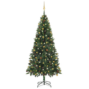 NNEVL Artificial Christmas Tree with LEDs&Ball Set Green 210 cm