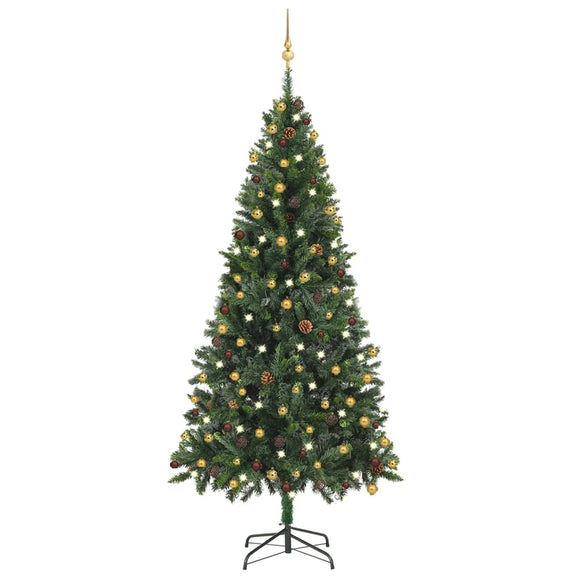 NNEVL Artificial Christmas Tree with LEDs&Ball Set Green 210 cm