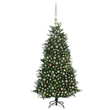 NNEVL Artificial Christmas Tree LEDs&Ball Set Green 210 cm PVC&PE