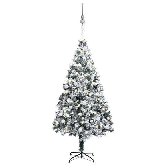 NNEVL Artificial Christmas Tree with LEDs&Ball Set Green 210 cm PVC