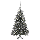 NNEVL Artificial Christmas Tree LED&Ball Set&Flocked Snow 210 cm PVC&PE