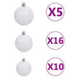NNEVL Artificial Christmas Tree LED&Ball Set&Flocked Snow 210 cm PVC&PE