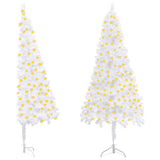 NNEVL Corner Artificial Christmas Tree with LEDs White 240 cm PVC