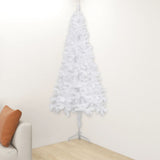 NNEVL Corner Artificial Christmas Tree with LEDs White 240 cm PVC