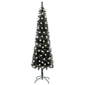 NNEVL Slim Christmas Tree with LEDs Black 150 cm