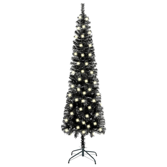 NNEVL Slim Christmas Tree with LEDs Black 150 cm