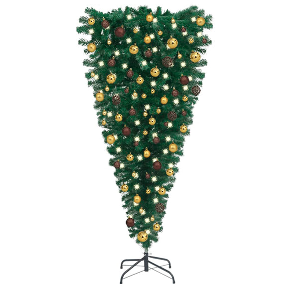 NNEVL Upside-down Artificial Christmas Tree with LEDs&Ball Set 240 cm