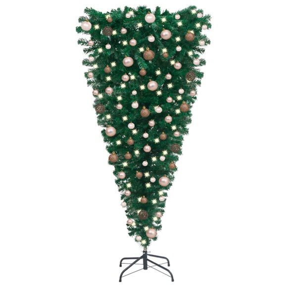 NNEVL Upside-down Artificial Pre-lit Christmas Tree with Ball Set 240 cm