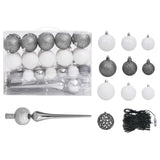 NNEVL Slim Christmas Tree with LEDs&Ball Set White 240 cm