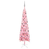 NNEVL Slim Christmas Tree with LEDs&Ball Set Pink 240 cm