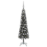 NNEVL Slim Christmas Tree with LEDs&Ball Set Black 240 cm