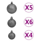 NNEVL Slim Christmas Tree with LEDs&Ball Set Black 240 cm