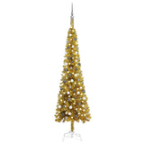 NNEVL Slim Christmas Tree with LEDs&Ball Set Gold 240 cm