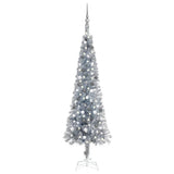 NNEVL Slim Christmas Tree with LEDs&Ball Set Silver 240 cm