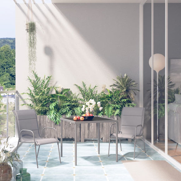 NNEVL 3 Piece Outdoor Dining Set Steel Anthracite