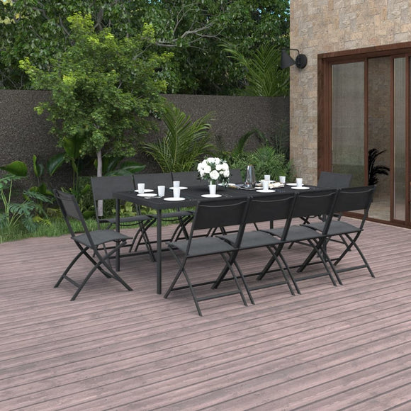 NNEVL 11 Piece Outdoor Dining Set Steel