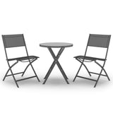 NNEVL 3 Piece Folding Bistro Set Steel Grey