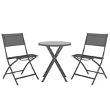 NNEVL 3 Piece Folding Bistro Set Steel Grey