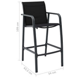 NNEVL 3 Piece Garden Bar Set Black (48120+48116)
