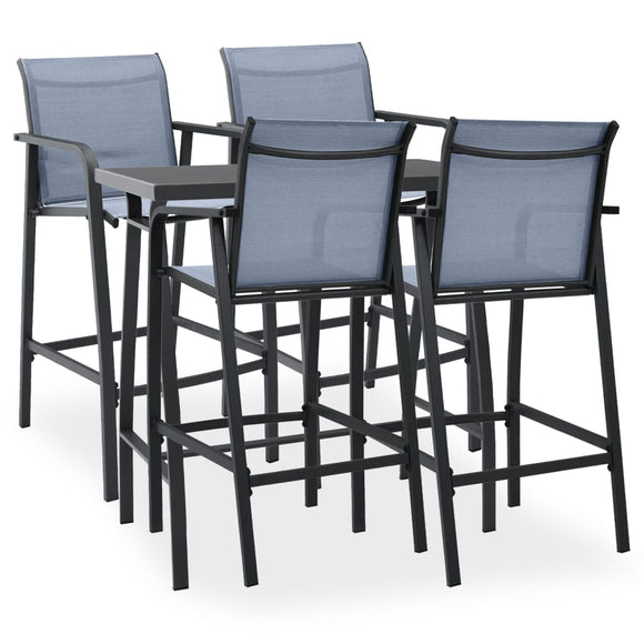 NNEVL 5 Piece Garden Bar Set Black and Grey