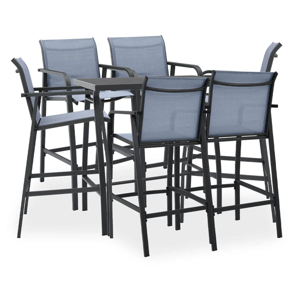 NNEVL 7 Piece Garden Bar Set Black and Grey