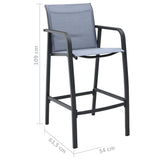 NNEVL 7 Piece Garden Bar Set Black and Grey