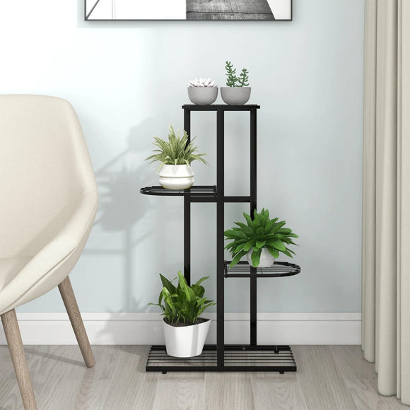 NNEVL 4-Floor Flower Stand 43x22x76 cm Black Metal