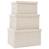 NNEVL Stackable Storage Box Set of 3 Piece Fabric Cream