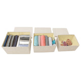NNEVL Stackable Storage Box Set of 3 Piece Fabric Cream