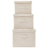 NNEVL Stackable Storage Box Set of 3 Piece Fabric Cream