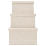 NNEVL Stackable Storage Box Set of 3 Piece Fabric Cream