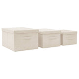 NNEVL Stackable Storage Box Set of 3 Piece Fabric Cream