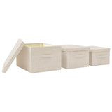 NNEVL Stackable Storage Box Set of 3 Piece Fabric Cream