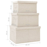 NNEVL Stackable Storage Box Set of 3 Piece Fabric Cream