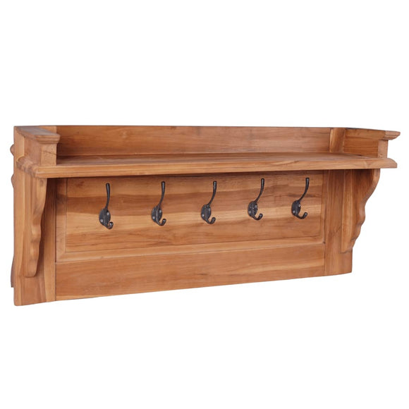 NNEVL Wall Mounted Coat Rack 80x16.5x35 cm Solid Teak Wood