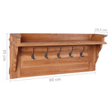 NNEVL Wall Mounted Coat Rack 80x16.5x35 cm Solid Teak Wood