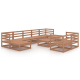 NNEVL 10 Piece Garden Lounge Set Honey Brown Solid Pinewood