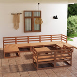 NNEVL 10 Piece Garden Lounge Set Honey Brown Solid Pinewood