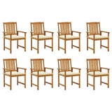 NNEVL Garden Chairs with Cushions 8 pcs Solid Acacia Wood