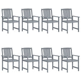NNEVL Garden Chairs 8 pcs Solid Acacia Wood Grey