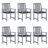 NNEVL Garden Chairs with Cushions 6 pcs Solid Wood Acacia Grey