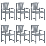 NNEVL Garden Chairs with Cushions 6 pcs Solid Wood Acacia Grey