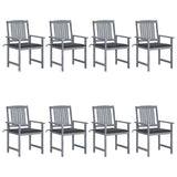 NNEVL Garden Chairs with Cushions 8 pcs Solid Acacia Wood Grey