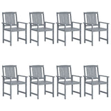 NNEVL Garden Chairs with Cushions 8 pcs Solid Acacia Wood Grey