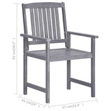 NNEVL Garden Chairs with Cushions 8 pcs Solid Acacia Wood Grey